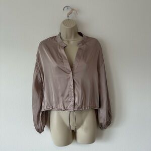 Silky Satin Button-Up Blouse